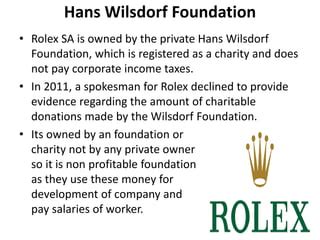 is rolex a charity|hans wilsdorf.